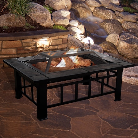 37-inch Outdoor Fire Pit Table, Black